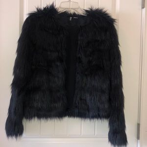 Navy faux fur jacket